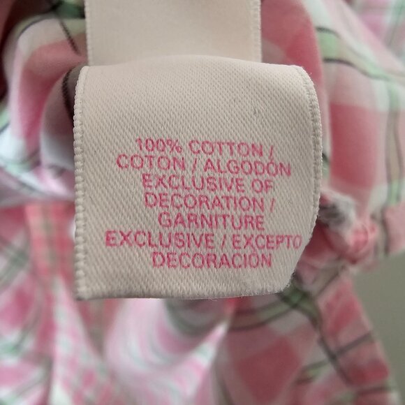 Y2k Victoria's Secret S Sleep Dress Pink Green Plaid Preppy Long Sleeve Button - Picture 4 of 5